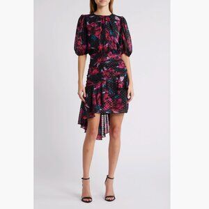 Chelsea28 Metallic Clip Dot Asymmetric Dress